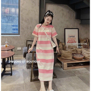 Đầm suông len phối màu hàng QC