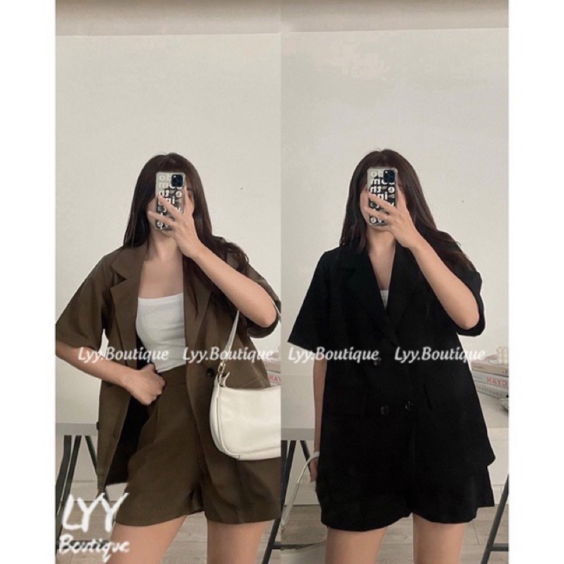 set áo blazer + quần cạp cao bigsize