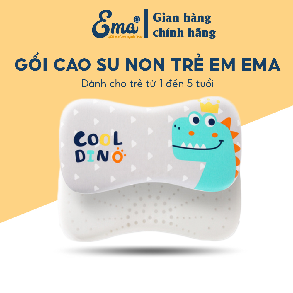 Gối cao su non Cao Cấp cho bé 1-2-3-4-5 tuổi Ema - Chống đổ mồ hôi, tạo giấc ngủ ngon cho trẻ