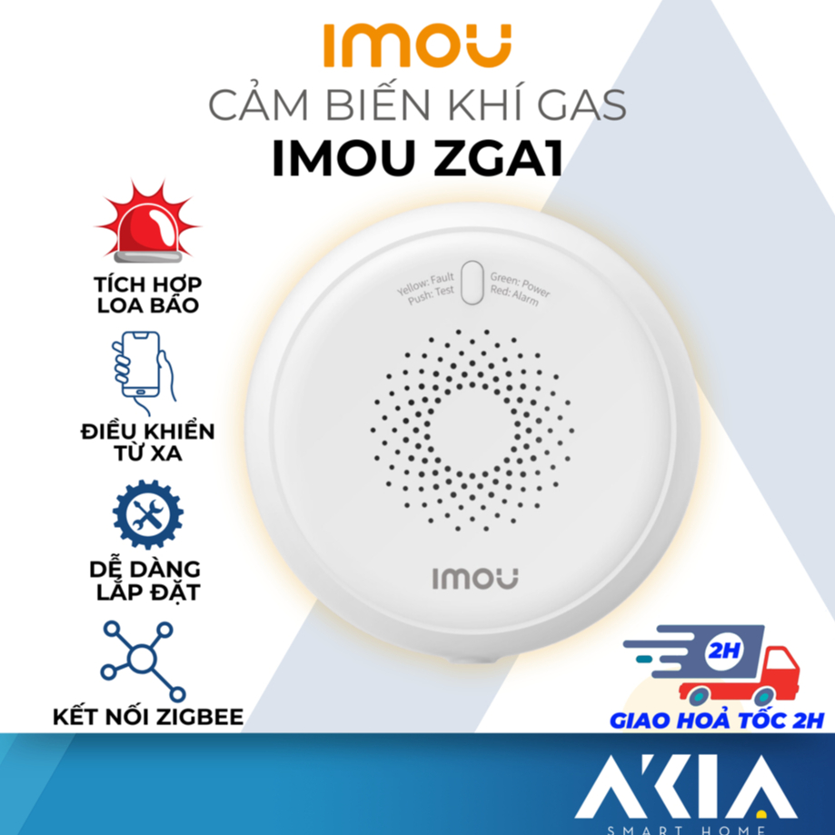 Cảm biến khí Gas IMOU ZGA1, Phòng chống cháy nổ, âm báo 70dB, kết nối hub Imou để theo dõi trên app IMOU Life