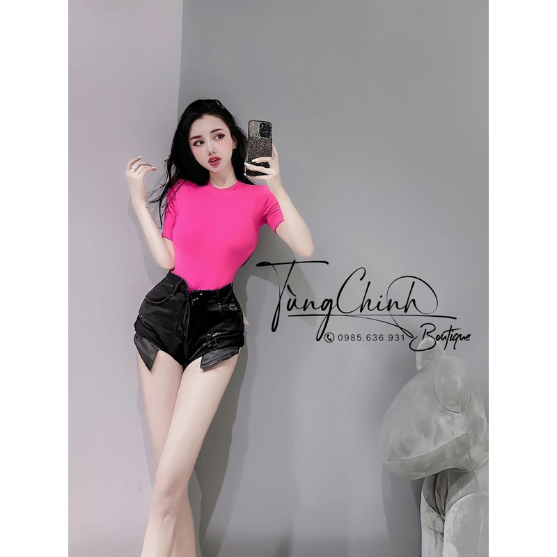 Áo Thun Trơn Croptop Tay Ngắn Cổ Tròn Đủ 9 Màu