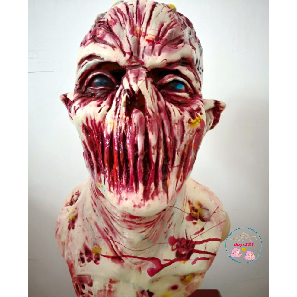 Mặt nạ zombie mááu đỏ trùm đầu kjnh dị cho hoá trang halloween,quay video tiktok