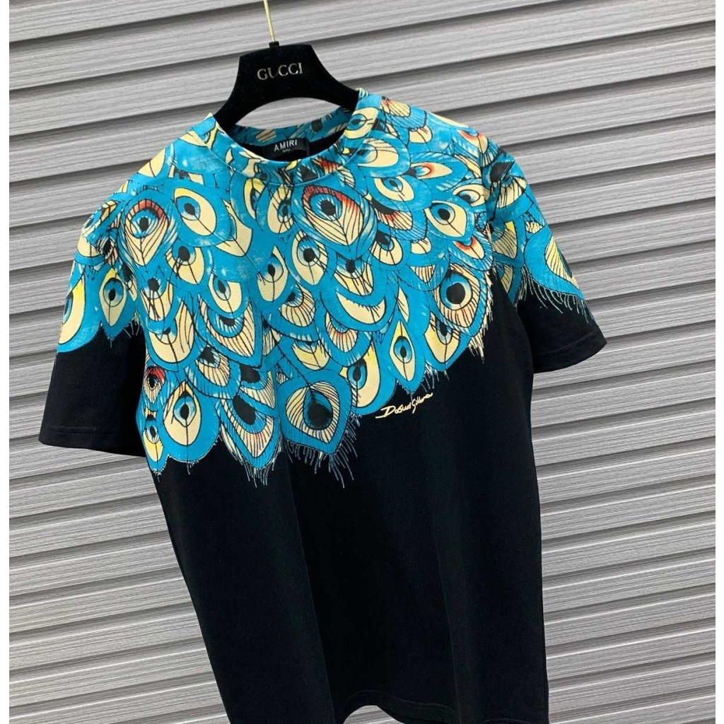 Áo thun họa tiết cánh lông chim công unisex nam nữ mặc đôi đẹp