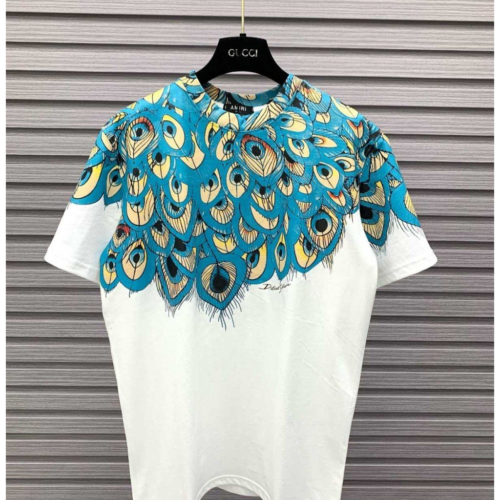 Áo thun họa tiết cánh lông chim công unisex nam nữ mặc đôi đẹp