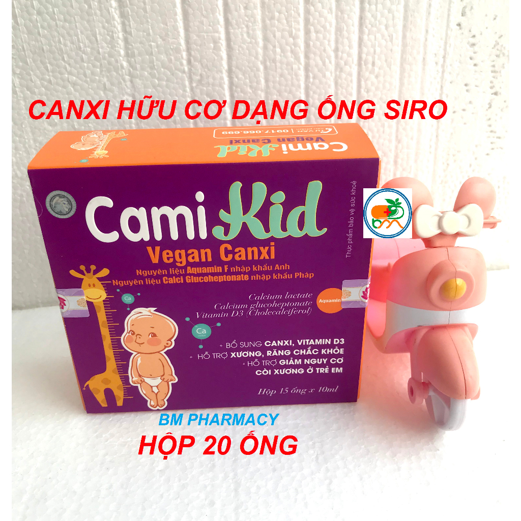 Siro Canxi CAMI KID (Canxi hữu cơ) hỗ trợ xương răng chắc khỏe, giúp phát triển chiều cao, giảm còi xương