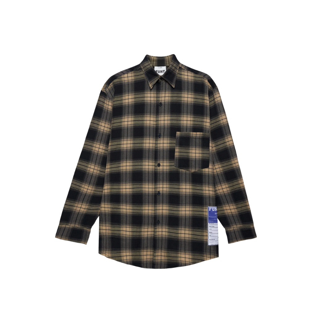 Áo Sơ Mi Dài Tay Caro FUNT Flannel Back To School Phong Cách Hàn Quốc, Chất Liệu Bền Bỉ