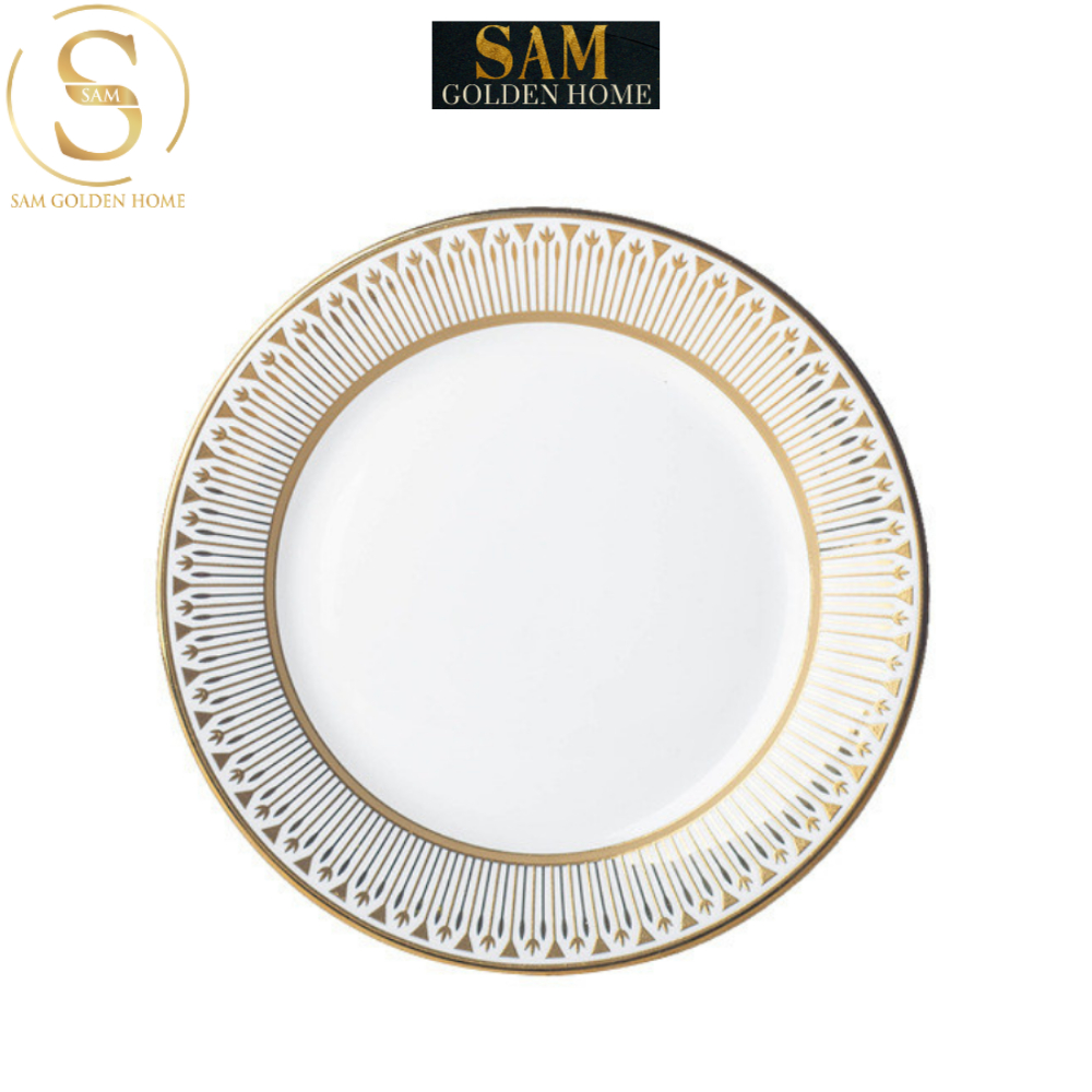 Set Đĩa Sứ Cao Cấp Nordine Sam Decor Viền Vàng Sang Trọng Phong Cách Châu Âu