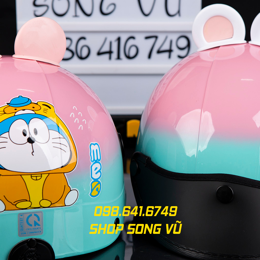 MŨ NÓN BẢO HIỂM NGƯỜI LỚN DORAEMON CHỮ MÀU OMRBE