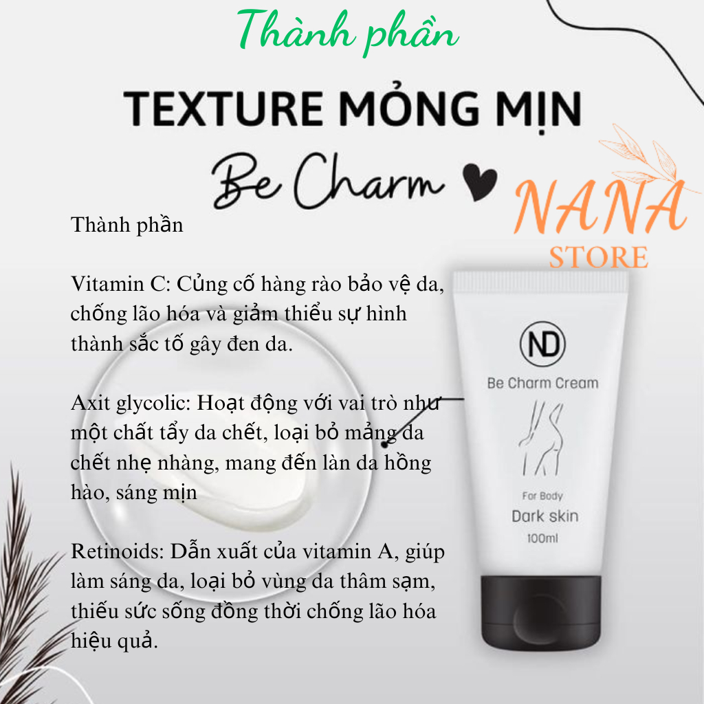 Kem Giảm Thâm Be Charm - Giảm Thâm Vòng 3 Tặng Kèm Muối Tắm