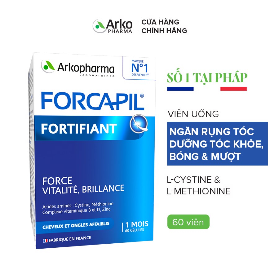 Viên uống hỗ trợ nuôi dưỡng tóc, ngăn ngừa rụng tóc arkopharma forcapil fortifiant 60 viên