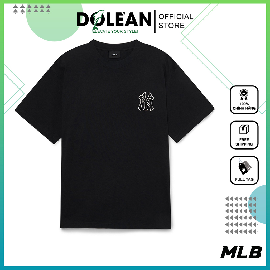 Áo Thun MLB Basic Mega Logo Overfit New York Yankess Tshirt - Áo tay ngắn cổ tròn nam nữ 3ATSB0434