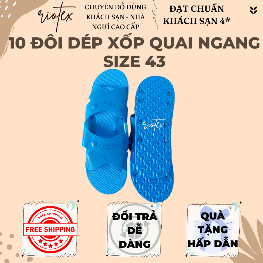 Combo 10 đôi dép xốp quai ngang tiện lợi cho nhà nghỉ, khách sạn