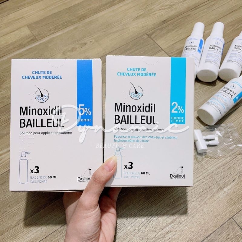 Vòi xịt chân tóc chuyên dụng của xịt mọc tóc Minoxidil bailleul 2% và 5% giảm rụng tóc và kích mọc tóc nam và nữ Pháp