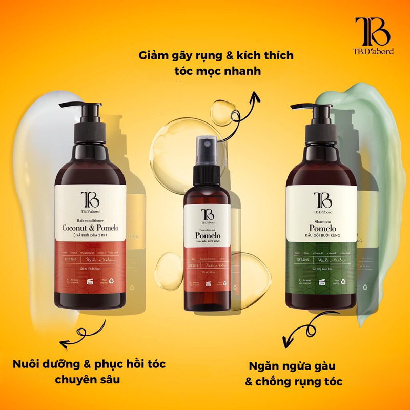 ComBo Dầu Gội Bưởi Rừng TB.D’ABORD 500ML + Tặng một Tinh Chất Dưỡng Dày & Dài Mi TB.D’ABORD trị giá 120K