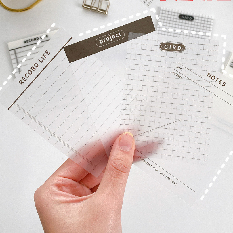 Giấy Note - Giấy Ghi Chú Trong Suốt Pet Có Đa Dạng Layout