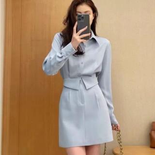 Đầm Sơ Mi Nữ Basic - Váy Sơ Mi Liền Giả Set Phong Cách Công Sở VD045