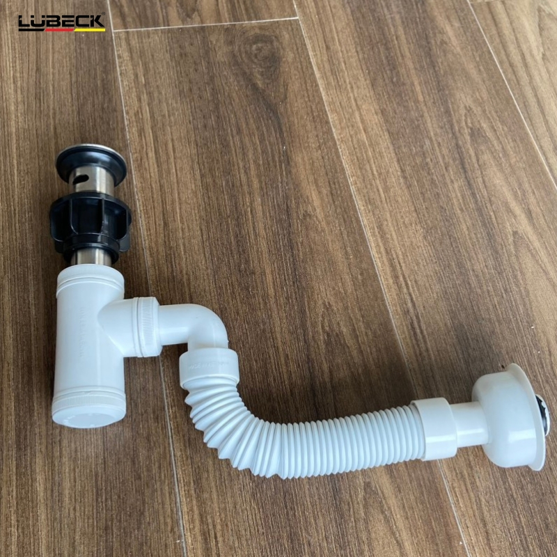 Xả Labavo , Chậu lavabo Kính Gập Khúc inox 304 Có Chống Tràn - LUBECK