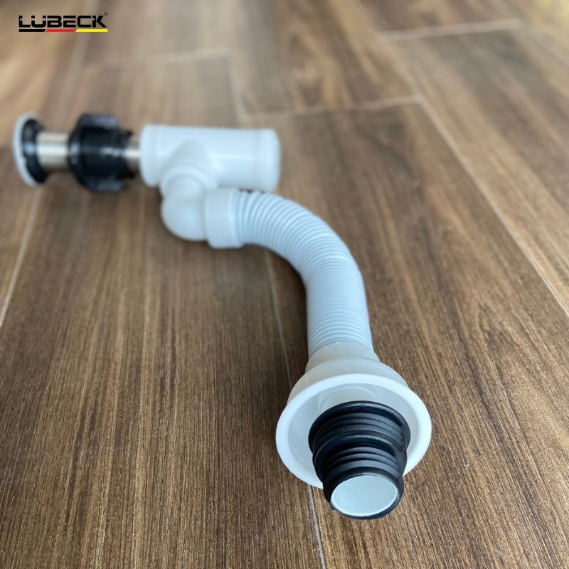 Xả Labavo , Chậu lavabo Kính Gập Khúc inox 304 Có Chống Tràn - LUBECK