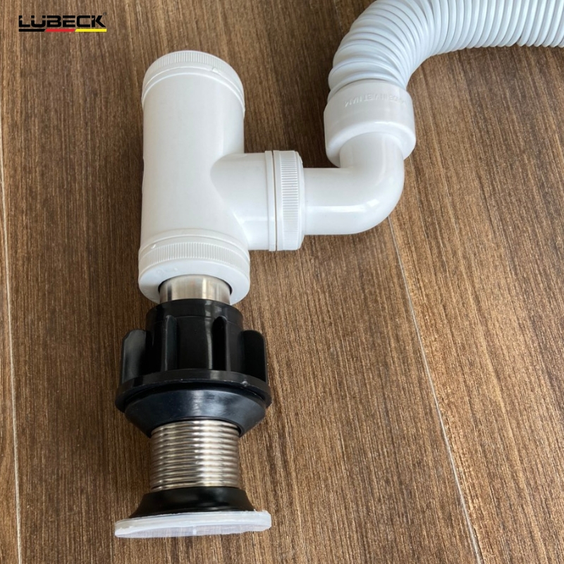 Xả Labavo , Chậu lavabo Kính Gập Khúc inox 304 Có Chống Tràn - LUBECK