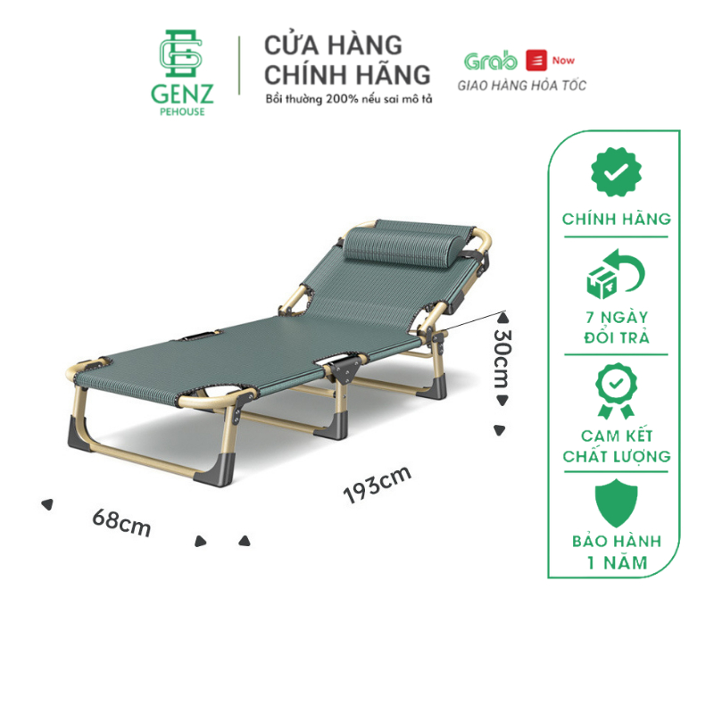 Giường Ngủ Giường Gấp Giường Xếp Điều Chỉnh Được Độ Ngả Khung Thép Sơn Tĩnh Điện Genz Pehouse