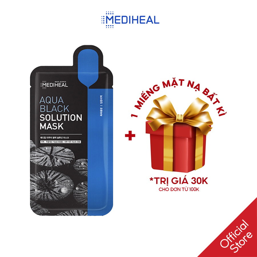 Mặt Nạ Than Hoạt Tính Loại Bỏ Bã Nhờn, Giảm Mụn Đầu Đen, Mụn Cám Mediheal Aqua Black Solution Mask 23ml [K113]