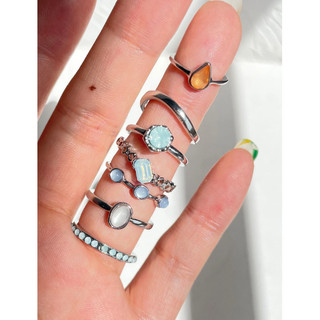 Set nhẫn hạt đá nhiều màu
