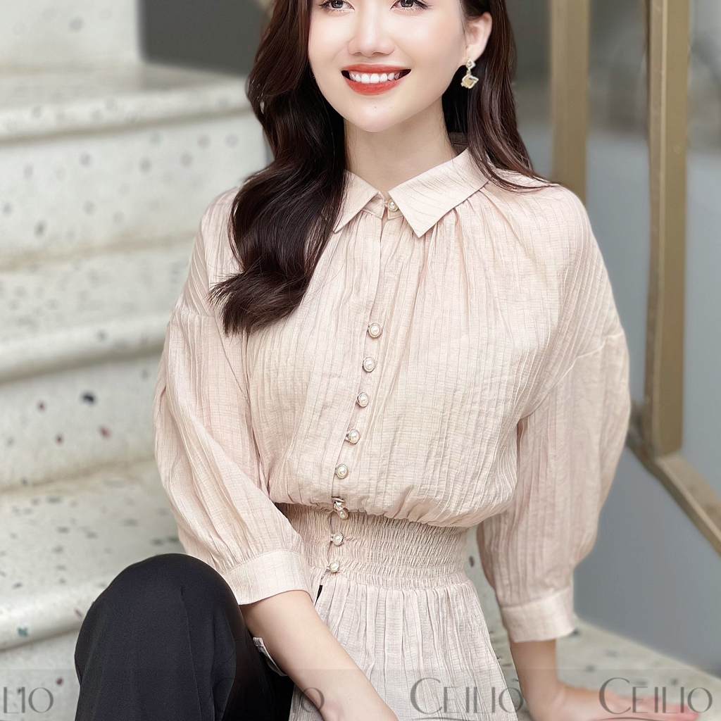 Sơ mi thiết kế SM63 sơ mi eo trần chỉ