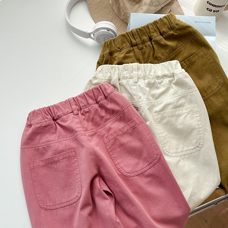 Quần Thô Baggy Cạp Đính Tag Trắng 4 Màu Cho Bé Trai Bé Gái Shop Quần Áo Trẻ Em Phong Cách Hàn Quốc Moy Kids