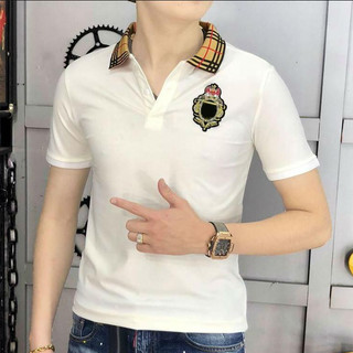 Áo thun nam cổ bẻ caro phối logo thời trang