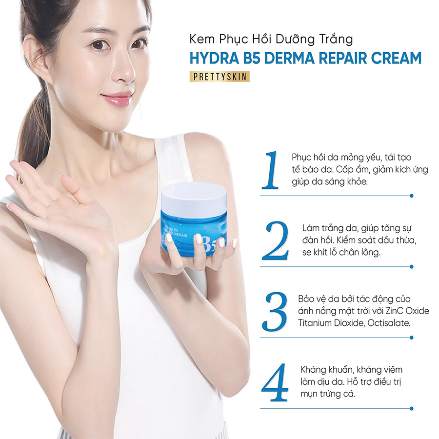 KEM PHỤC HỒI DƯỠNG TRẮNG HYDRA B5 DERMA REPAIR CREAM PRETTYSKIN 52ML