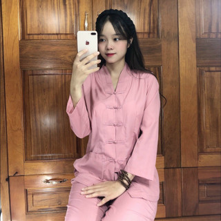 (LA HÁN NỮ) Trang phục truyền thống, đồ bộ, Quần Áo nữ Phật Tử, đồ lam Đi Chùa mẫu nữ kate