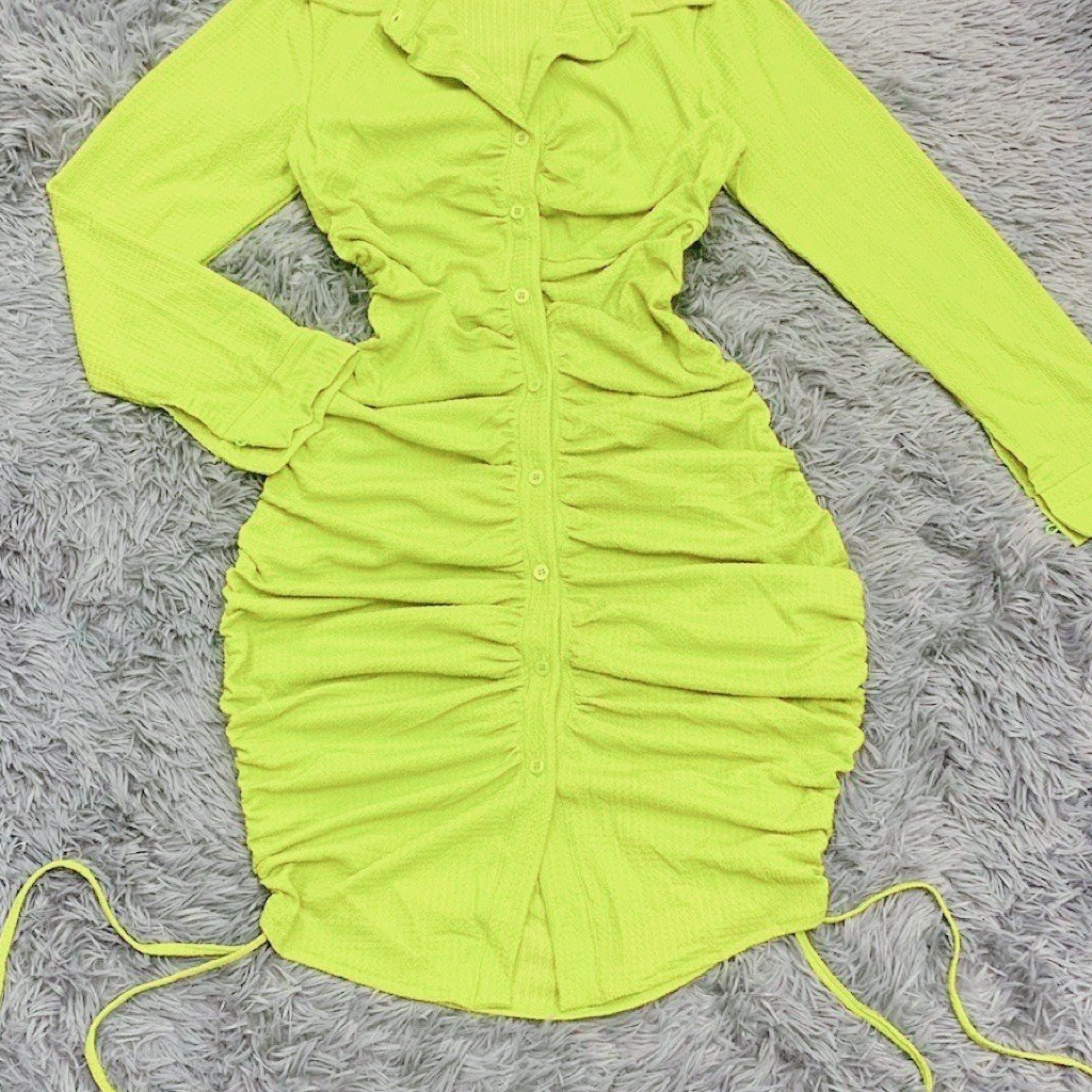 Đầm sơ mi nữ xinh dây rút hai bên xinh xắn trẻ trung