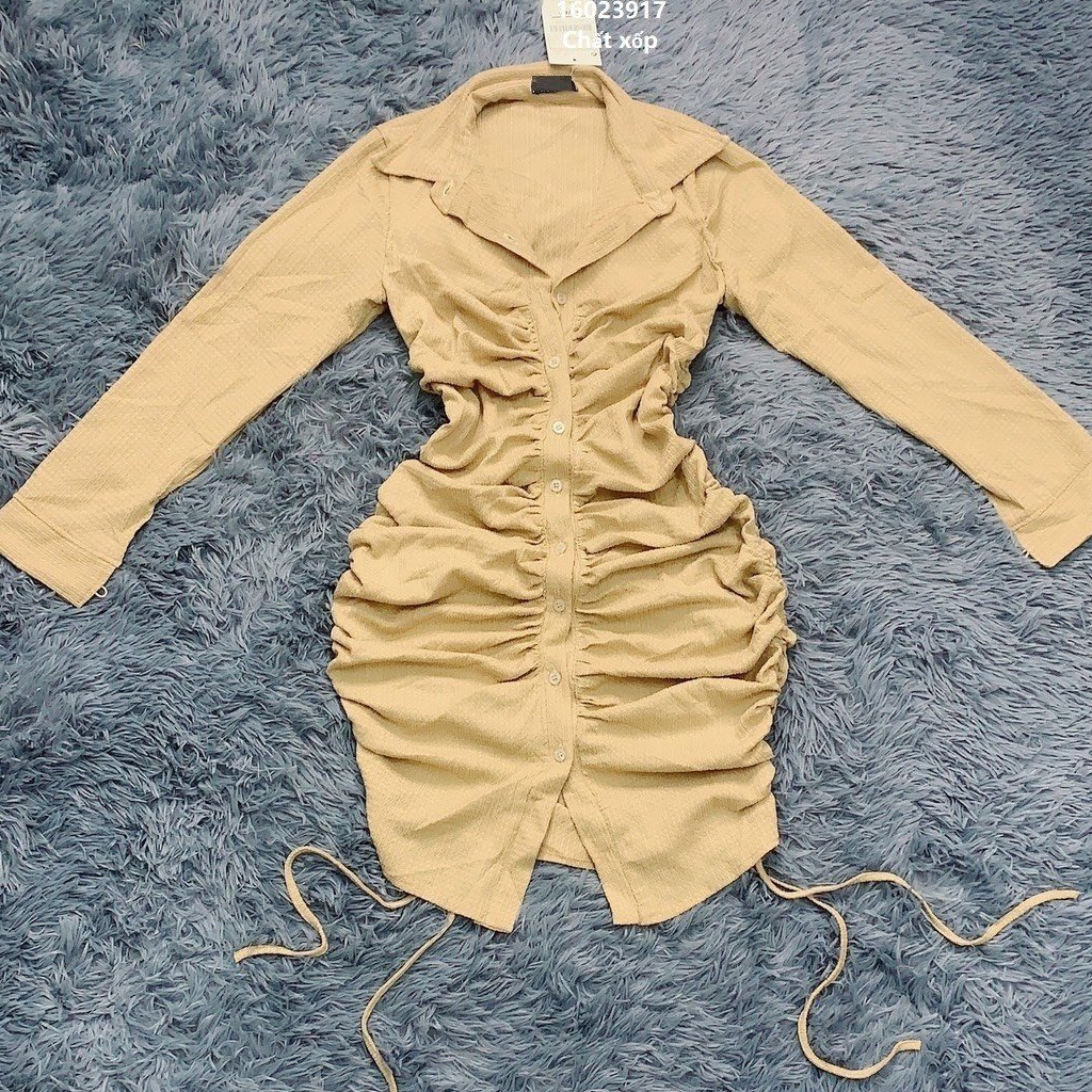 Đầm sơ mi nữ xinh dây rút hai bên xinh xắn trẻ trung