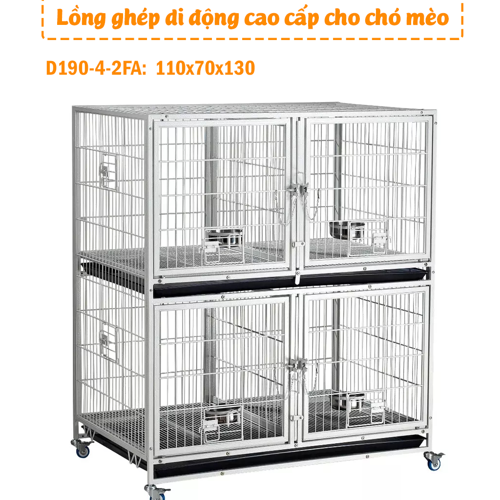 Lồng ghép di động hàng nhập khẩu cao cấp cho chó mèo 2 tầng 4 ngăn (ib cho shop)