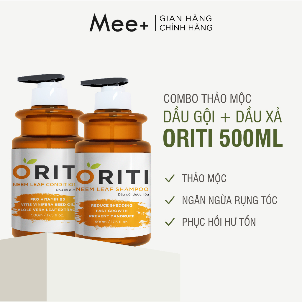 Bộ dầu gội ORITI kích mọc tóc MEE NATURAL - Ngăn rụng tóc, dưỡng tóc suôn mượt 500ml