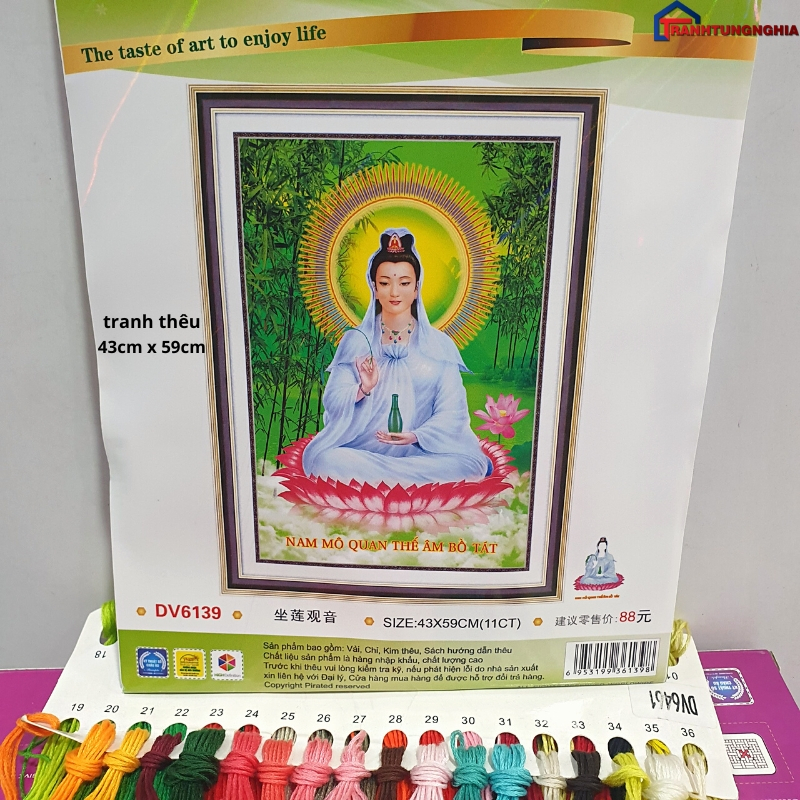 Tranh đính đá, tranh thêu chữ thập quan thế âm bồ tát