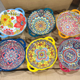 Bát Đĩa Decor, Chén Dĩa dễ thương, Bát ăn cơm Bát tô có 2 tai thủng thổ cẩm cực xinh yêu cute