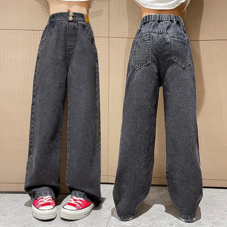 Quần Jeans suông đen khói size đại cho bé gái BBkids A24
