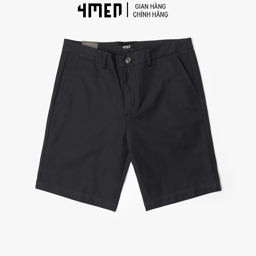 Quần Short Nam Trơn Slimfit 4MEN QS028 nút basic, đùi nam vải kaki mềm mại, chống nhăn, thoáng mát, trẻ trung