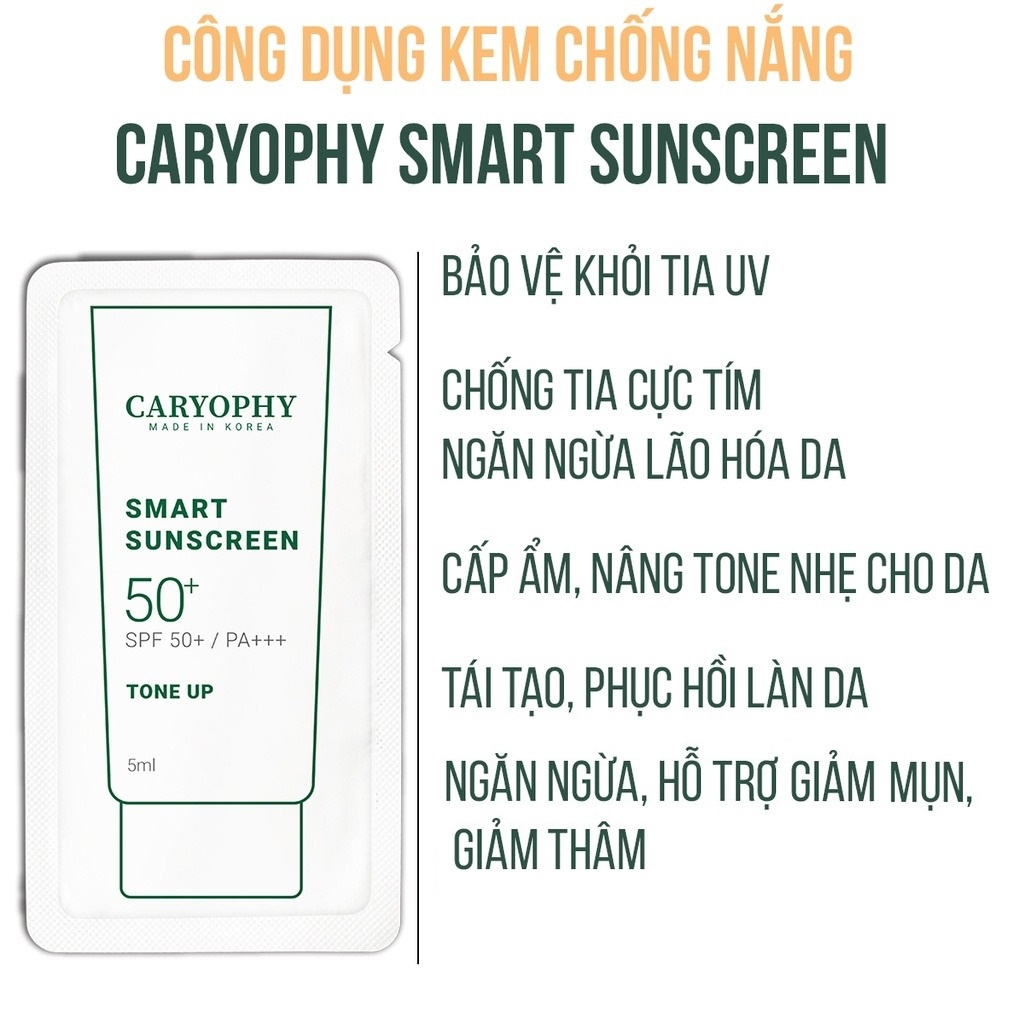 Kem chống nắng ngừa mụn Caryophy Smart Tone-up Sunscreen 5ML