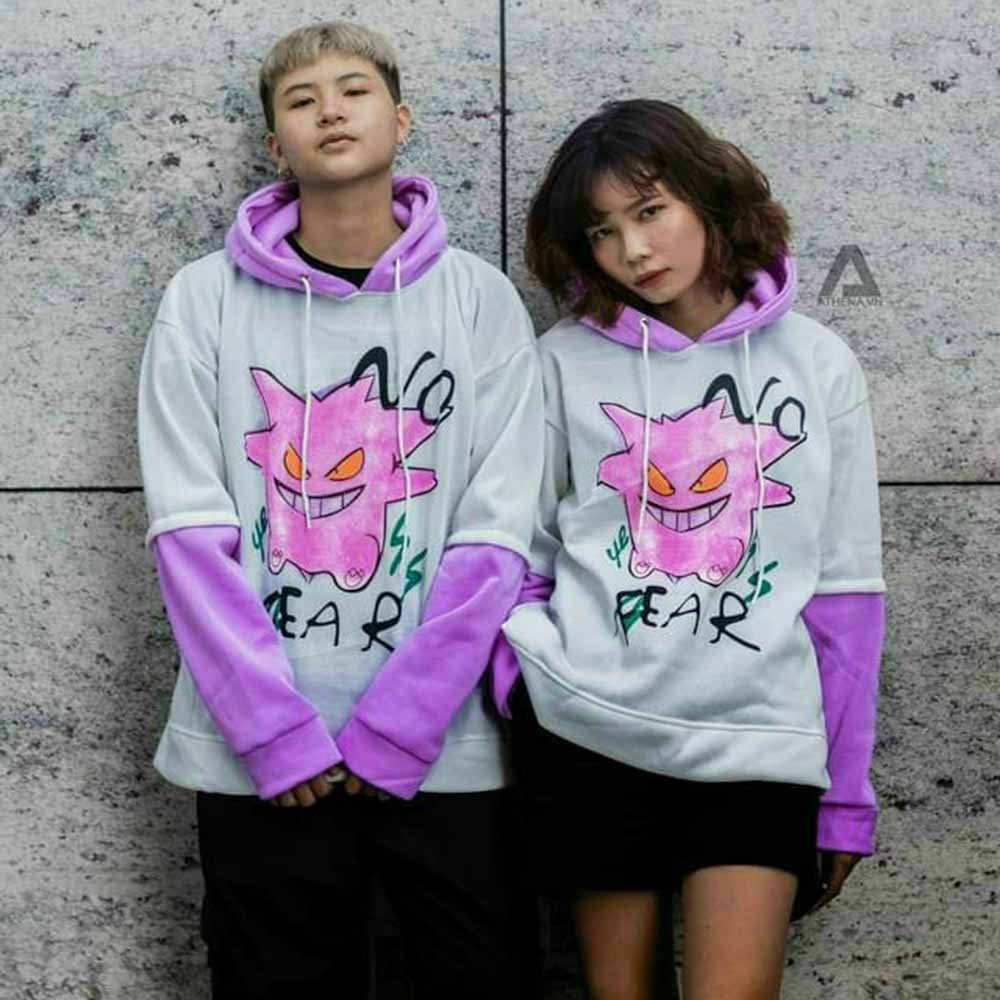 Áo khoác nam nữ Hoodie nỉ trơn Basic form rộng họa tiết gấu có mũ giá rẻ couple 3 màu kem đen hồng