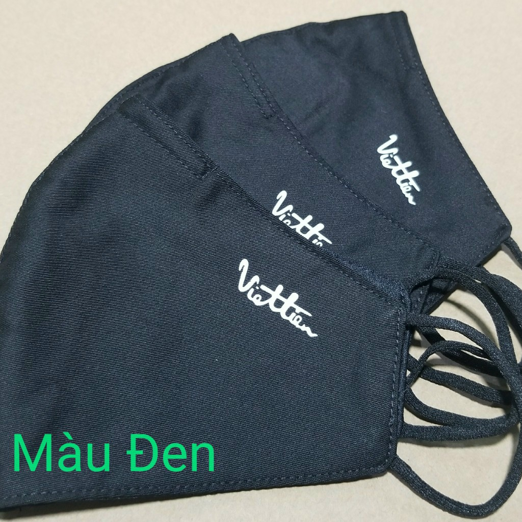 Khẩu trang vải Việt Tiến - Com boo 3 khẩu trang vải Việt tiến 3 lớp kháng khuẩn màu đỏ đô ,đen , xanh đen