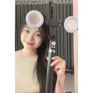 Gậy selfie cao1m70 có 3 chân 2 đèn 3 chế độ sáng có bluetooth khung nhôm cao cấp