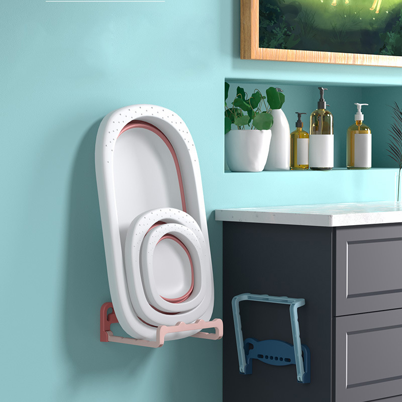 Giá treo thau chậu gắn tường gấp gọn màu Pastel đa năng tiện dụng 22x21x5.5cm