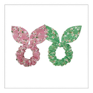 Cột tóc scrunchies tai thỏ hoa nhí