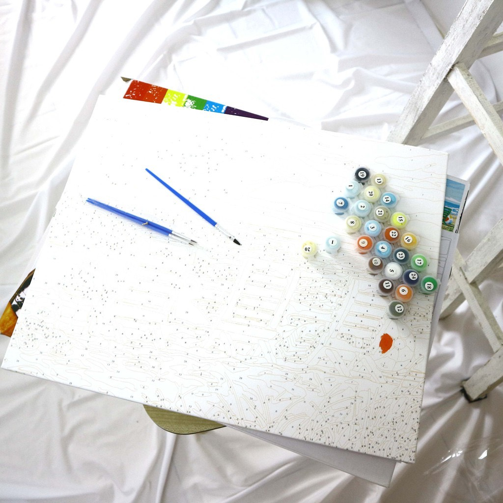 Tranh hóa số,tranh tô màu theo số,tranh sơn dầu,tô màu tranh theo tranh phong cảnh mây trời ... 20x20cm