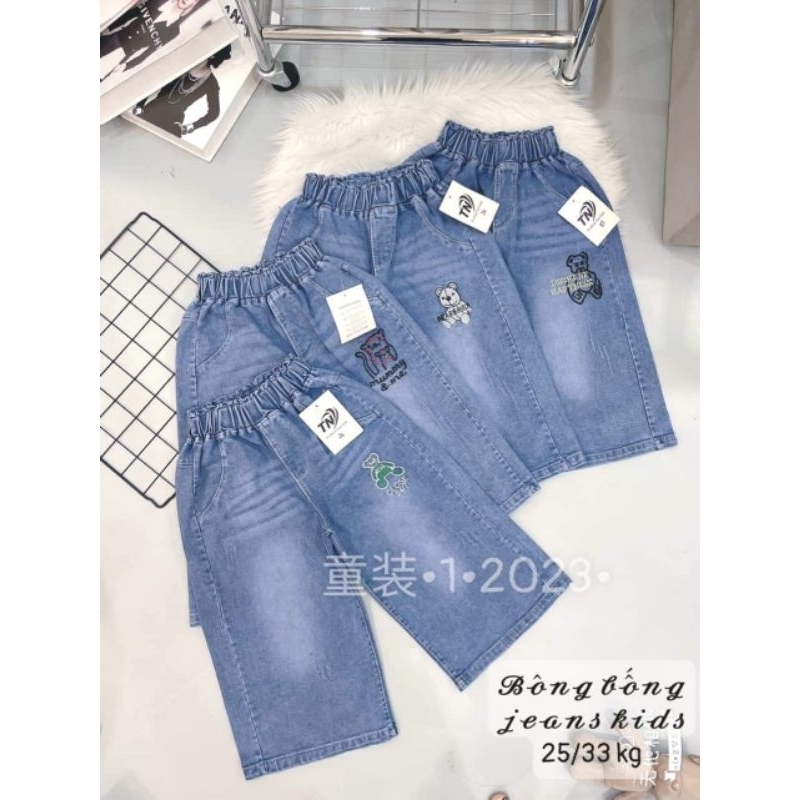 Quần bò ngố xuông cho bé gái, quần jeans ngố cho bé gái(20-35 kg)