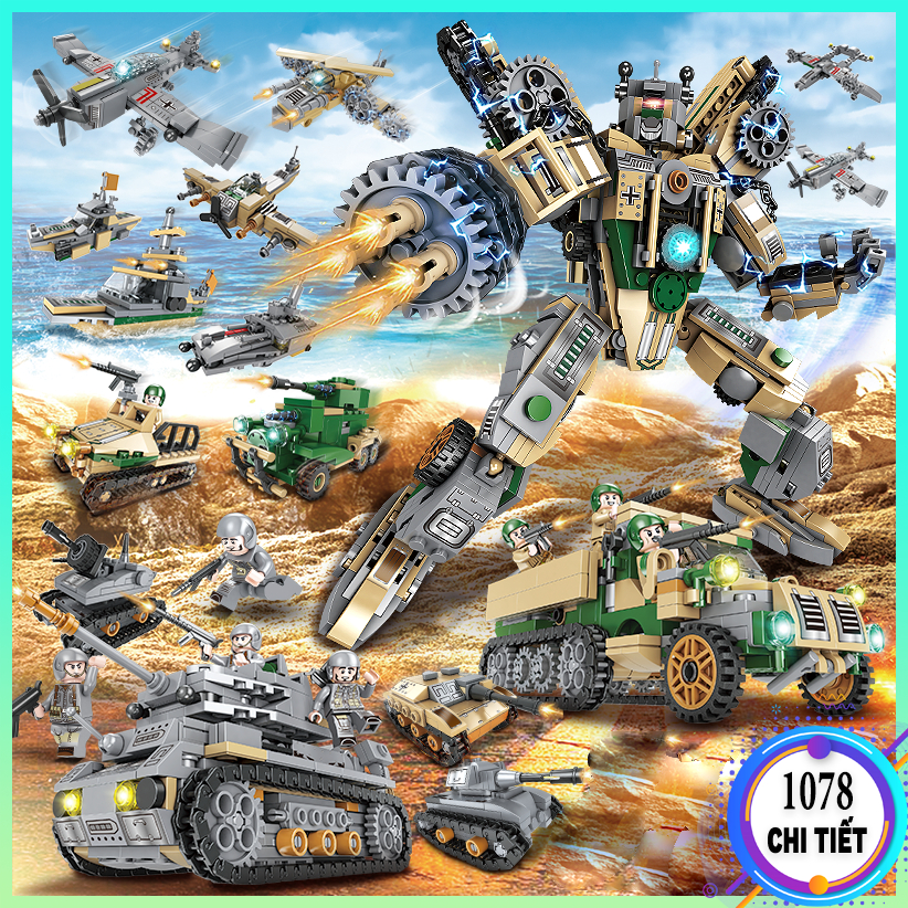Bộ Đồ Chơi Xếp Hình Lego Xe Tăng kèm lính swat, mô hình lắp ráp lego robot/ máy bay/ xe quân sự