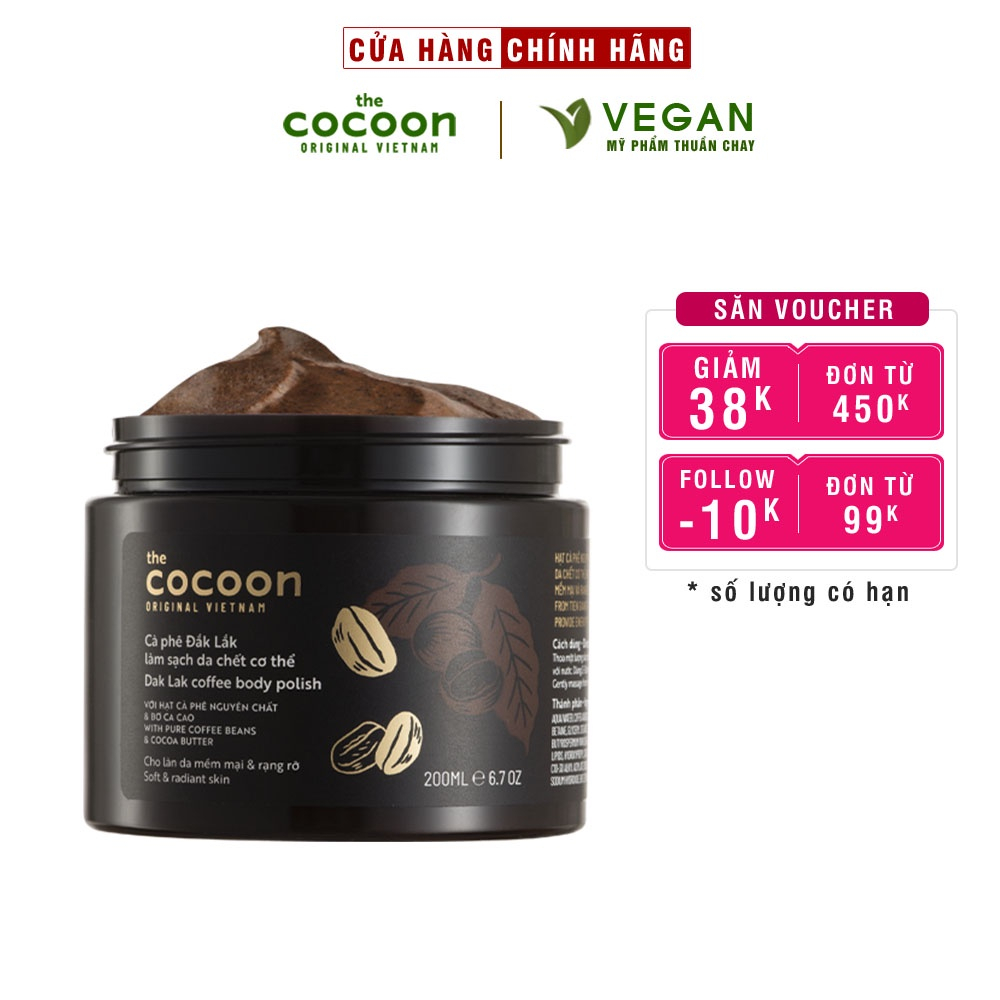 Cà phê Đắk lắk làm sạch da chết COCOON 200ml (Dak lak coffee body polish)