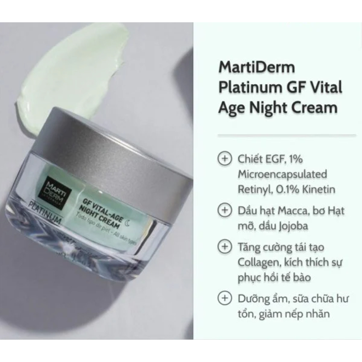 Kem Dưỡng Phục Hồi, Tái Tạo Da Ban Đêm 1% Retinol MartiDerm Platinum GF Vital Age Night Cream 50ml